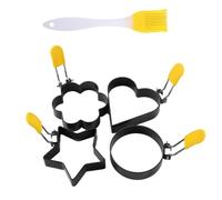 TOYANDONA 5 pièces Moule Œufs Au Plat Antiadhésif avec Brosse Anneaux Reutilisables Résistants et Poignée pour Cuisine Facile et Nettoyage Rapide