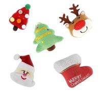 TOYANDONA 5 Pièces Peluche pour Thème Noël à Mordre Interactifs Matériau Doux pour Comprend Un Sapin de Noël Un Renne Parfait pour Jeu Stimulation