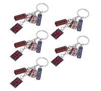 TOYANDONA 5 Pièces Porte-clés Souvenirs Londres en Métal Robuste, Breloques Style Britannique, Accessoires de Paquet à Main Pratiques pour Clés de Voiture et Présents de Fête Uk, Souvenirs