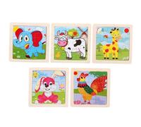 TOYANDONA 5 pièces Puzzle Bois Éducatif pour Garçon Fille Jouets Éveil avec Animaux Colorés Éléphant Coq Vache Lapin Girafe pour Apprentissage Précoce et Développement Cognitif