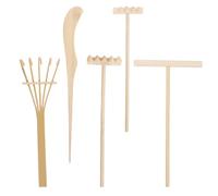 TOYANDONA 5 Pièces Râteau à Sable en Bambou Miniature pour Décoration Zen Intérieure, Outil de Jardinage Créatif, Soulagement du Stress et Dessin sur Sable pour Bureau et Maison
