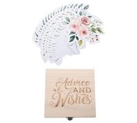 TOYANDONA 50 Cartes de Prédictions et Conseils pour Shower avec Boîte Souvenir en Bois Jeu Interactif pour Fête Prénatale, Décoration Shower, Animation Fête Naissance, Présent Parents