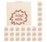 TOYANDONA 50 Étiquettes en Coton Faites Main Beige Couronne Brodées, Lavables et Douces, pour Couture, Vêtements, Poupées et Paquet - Lot Artisanal 50 Pièces, pour Projets Créatifs et