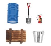 TOYANDONA 5pièces Décoration pour Crawler Rc Mini Baril Huile Seau Eau Extincteur Pelle Et Boîte Bois Bleu