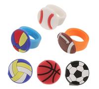 TOYANDONA 6 Pièces Anneaux PVC Thème Ballon pour Bagues à Doigt Amusantes pour Anniversaires Accessoires de Goodie Bags pour Événements