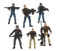 TOYANDONA 6 pièces Army Toy Set with Articulated Soldier and Police Figures Realistic Movable Joint Action Playset for Boys and Collection