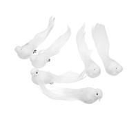TOYANDONA 6 Pièces Colombes Artificielles Blanches Décoratives Mousse et Plumes Oiseaux Réalistes pour Mariage Sapin de Noël Couronnes et Décoration Intérieure