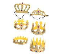 TOYANDONA 6 pièces Couronnes Dorées pour Garçon Fille Chapeaux Princes Médiévaux avec Strass Accessoires Confortables pour Fêtes Anniversaire et Cosplay