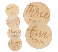 TOYANDONA 6 Pièces Lot De Disques Étapes Mensuelles Bois Marqueurs Étapes Pour Garçon Pour Photos Souvenirs