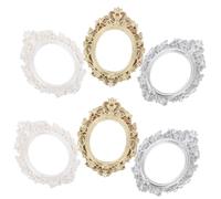TOYANDONA 6 pièces Miniature Vintage Resin Photo Frames for DIY Phone Case Decor and Mini Houses Retro Round Frame Set in Craft Accessories for Nail Art and Small Picture Display