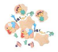 TOYANDONA 6 Pièces Puzzle Bois Animaux Jeu Éducatif de Sélection et Reconnaissance des Formes pour Garçon Fille Éléphant Singe Cheval Bois Coloré Développement Motricité Fine et