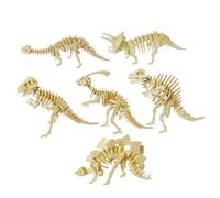 TOYANDONA 6 pièces Puzzle Bois Dinosaure Educatif pour Garçon Fille Modèles Tyrannosaure Stégosaure Tricératops Hadrosaure Apprentissage et Coordination