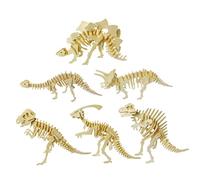 TOYANDONA 6 pièces Puzzle Éducatif Dinosaure Bois Pédagogique pour Garçon Fille Modèle Tyrannosaure Stégosaure Tricératops Hadrosaure Jeu Déveil Sensoriel et Coordination Œil Main