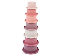 TOYANDONA 7 pièces Jouets de Bain Montessori Silicone Empilables pour Reconnaissance Coordination Main et Développement Social des Bébés