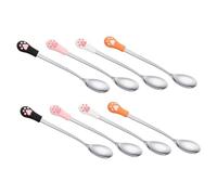 TOYANDONA 8 Pièces Cuillères pour Nourriture avec Poignée Ergonomique Cuillères à Pâtée Silicone et Acier Inoxydable pour Chats et Chiens Outil Précis pour Alimentation Boîte