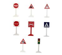 TOYANDONA 8 pièces Panneaux de Signalisation Miniatures Jouets de Circulation pour Garçon Fille Décorations de Route Simulées Apprentissage Sécurité Routière Surface Lisse et Tactile