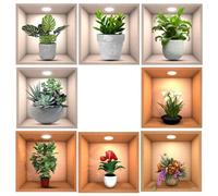 TOYANDONA 8 Pièces Stickers Muraux Autocollants Décoratifs de Fleurs Pot pour Salon et Chambre Autocollants Muraux Autoadhésifs PVC Décoration Intérieure Pratique et Chic