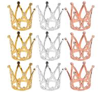 TOYANDONA 9 pièces Accessoires Gâteau Princesse Enfants - Mini Couronnes Pailletées avec Strass pour Anniversaires Mariages Décoration Cupcake