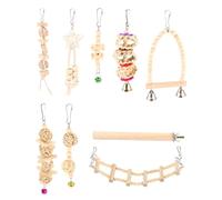 TOYANDONA 9 Pièces Ensemble de Jouets Perroquet Animal de Compagnie mâcher Oiseau Corde perchoirs Perroquet Jouets perroquets d'oiseaux balançoires hamac Oiseau perchoir à Oiseaux en Bois