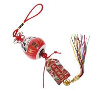 TOYANDONA Amulette Japonaise en Céramique Rouge, Pendentif Suspendu Solide, Cloche Éolienne Artisanale, Décoration Voiture Et Maison, Amulette Traditionnelle,