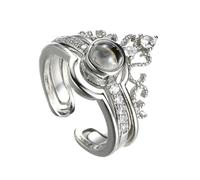 TOYANDONA Anneau Créatif Couronne en Zircon, Projection 100 Langues, Cuivre