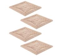 TOYANDONA Appliques Décoratives en Bois Sculpté Non Peint 10x10 Cm 4 Pcs Appliques Murales Meubles Soi-même Décoration Intérieure et Réparation Armoires, Portes, Escaliers