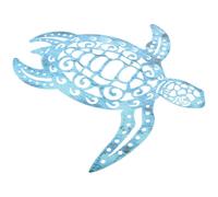 TOYANDONA Art Mural Tortue en Fer pour Salon et Patio, Décoration Murale Marine Creuse Bleue, Ornement Solide et Texturé pour Extérieur et Intérieur