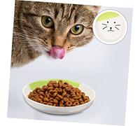 TOYANDONA Assiette Chat Céramique Plate pour Alimentation Humide et Viande Crue Écuelle Chat Intérieure Design Facile à Nettoyer Plateau Repas Confortable et Sécurisé Plat Ludique Vert
