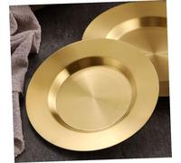 TOYANDONA Assiette Plate en Acier Inoxydable Dorée 20 CM Assiette à Pâtes et Salade pour Maison Restaurant et Barbecue