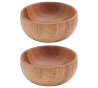 TOYANDONA Assiettes et Bols Mélangeurs en Bois d'Acacia 8X35 CM Lot de 2 pour Salade et Fruits Usage Polyvalent Cuisine et Hôtellerie