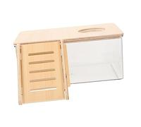 TOYANDONA Bac à Sable Transparent pour Hamster Salle De Bain avec Échelle Bois Accessoire Pratique pour Rongeurs pour Toilettage Bain Quotidien des Hamsters Et Cobayes