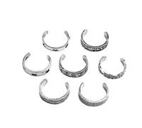 TOYANDONA Bague D'orteils Creuse Sculptée En Alliage Métal, Lot De 14 Pièces, Petites Bagues D'orteils Légères Pour Femme, Bijoux D'été Plage, Style Ancien Doré Et Argenté