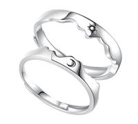 TOYANDONA Bague Ouverte Ajustable Soleil et Lune pour Couple Demi-lune Élégante et Confortable Mixte Réglable pour Amoureux