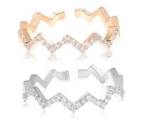 TOYANDONA Bagues Réglables Vagues Femme En Argenté Sterling 925, Anneaux Ouverts Légers, Lot 2 Pièces Doré Et Argenté Pour Usage Quotidien Et Anniversaire, Design Ondulé Taille Ajustable