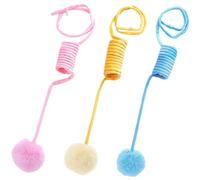 TOYANDONA Balle pour Chat en Peluche à Ressort Colorée Jouet Interactif pour Taquiner Le Chat Lot De 3 Pièces Petit Jouet D'intérieur pour Chatons Adultes