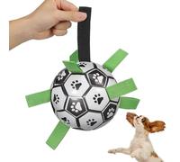 TOYANDONA Ballon de Football Interactif pour Chiens avec Poignées, Nylon | Petits et Moyens Chiens, Jeu Extérieur au Parc, Traction, Lancer et Retour, Stimule L’esprit