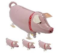 TOYANDONA Ballons Animaux En Aluminium Cochons Qui Marchent Pour Garçon Et Filles Petits, Lot De 4 Ballons Roses Décoratifs Gonflables Pour Fêtes D’anniversaire à Thème Ferme