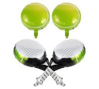 TOYANDONA Ballons de Tennis Gonflables 18 Pouces 4 Pièces 2 Ballons Tennis Noirs 2 Raquettes Vertes en Aluminium Mylar Décoration Fête Anniversaire Guirlande Sportive Présent Original