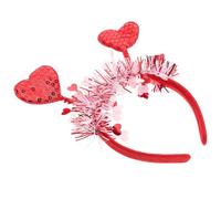 TOYANDONA Bandeau à Paillettes de Cœur Rouge Accessoire pour Cheveux Saint-Valentin Bandeau Décoratif Trois Fleurs Colorées Élastique Confortable Fête et Rendez-vous Amoureux