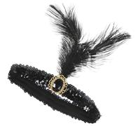 TOYANDONA Bandeau Années 20 pour Femme Plumage Noires et Strass Accessoire Fantaisie pour Fête Bal et Déguisement Style Rétro Élégance Années Vingt Bandeau Décoratif Léger et Ajustable