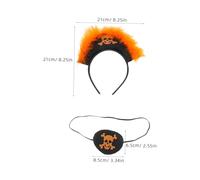 TOYANDONA Bandeau Pirate Halloween Garçon Fille avec Cache-œil Skull Orange Fuzzy Accessoire Costume pour Fête Déguisée et Anniversaire Cosplay