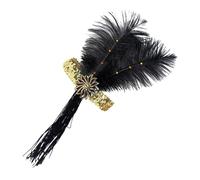 TOYANDONA Bandeau Plume Années avec Long Pompon Élégant Accessoire Flapper Léger pour Femmes Serre-tête Vintage pour Fête et Bal Années 1920 HD5833 Or