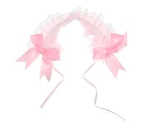 TOYANDONA Bandeau Vintage Pour Femme En Dentelle Douce, Serrage-tête Lolita Kawaii, Accessoire Coiffure Cosplay Et Fête, Élastique Confortable, Couleur Rose Pâle, Taille Unique