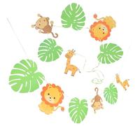 TOYANDONA Bannière D'anniversaire en Papier à Suspendre Motifs Animaux et Feuilles, Décor Unique et Vivant pour Arrière-plan Photo, Accessoire de Fête pour Garçon et Filles