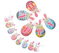 TOYANDONA Bannière de Pâques Suspendue 1 Ensemble Décorations Fête Joyeuses Pâques Guirlandes Thème Œufs Spirales Décoratives pour Maison Intérieur Fête Printemps Joyeuses