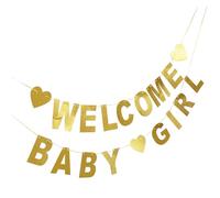 TOYANDONA Bannière Suspendue « Bienvenue Bébé Fille » à Paillettes Guirlande Décorative pour Fête D’Anniversaire Bébé Fanions pour Shower Décoration Festive pour Révélation 1 Pièce
