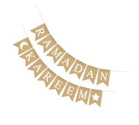 TOYANDONA Bannière Suspendue Ramadan 1 Ensemble Décoratif Lune et Étoiles en Tissu Coton Naturel pour Fête Célébration Ramadan Décoration Festive pour Intérieur et Extérieur