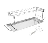 TOYANDONA Barbecue Acier Inoxydable Fourchette Et Support pour Rôtir Pilons De Poulet Accessoire De Cuisson pour Barbecue Extérieur