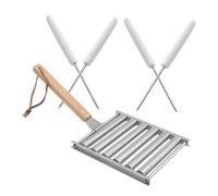 TOYANDONA Barbecue Inox Détachable Saucisses Acier Inoxydable et Manches Bois Set Complet avec Brochettes pour Grill Extérieur