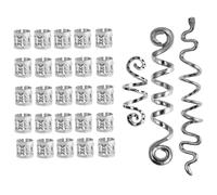 TOYANDONA Bijoux de Cheveux Dreadlocks 28 Pièces Anneaux Métalliques Argentés pour Tresses Dreadlocks Unisexe Accessoires Coiffure Fête Mariage Bal